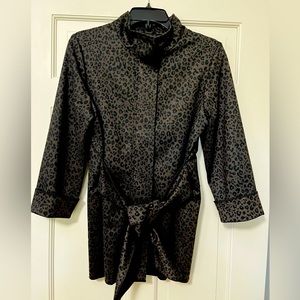 Renuar black & brown animal print zippered jacket, 3/4 length sleeves, size M